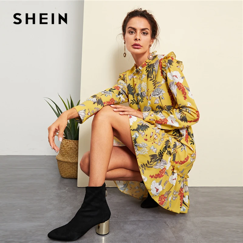 WXT 2018 цветочный Амарилло оборкой vestido elegante рюшами con vestidos de las mujeres vacaciones alta ci |