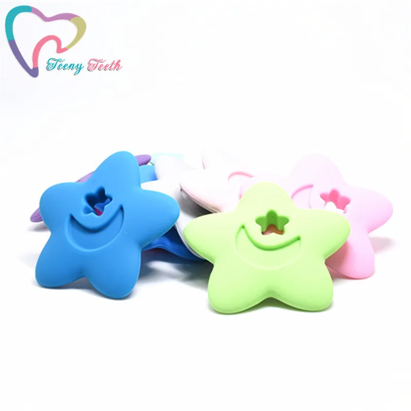 5 PCS BPA Free Silicone Star Teether Beads Chew Teething Nursing Toys For Baby Pacifier Clip Chain Accessories | Украшения и