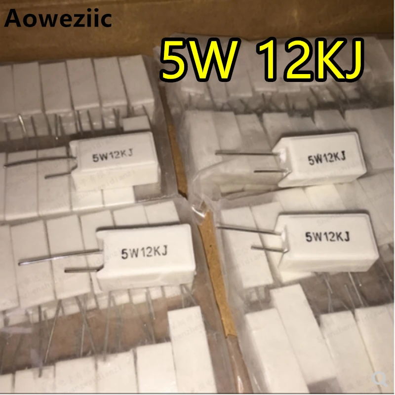(10pcs/lot) 5W 12K ohm +/-5% Vertical cement resistor 5W12K 5% Cement resistance 12KJ Ceramic | Обустройство дома