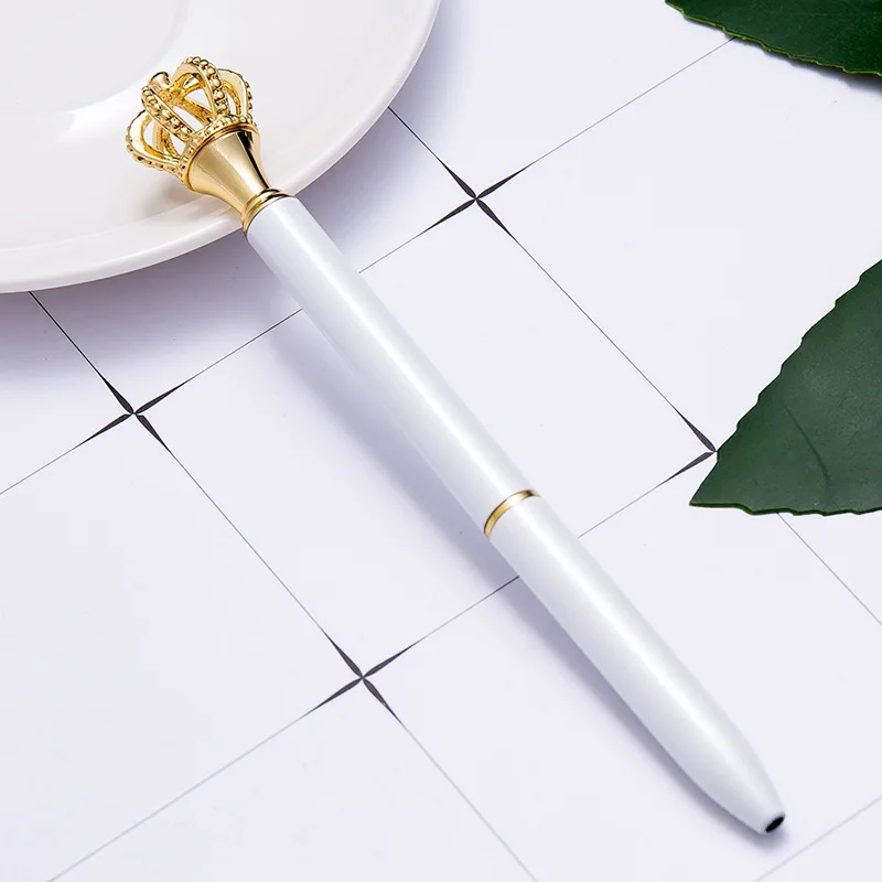 Металлическая шариковая ручка с большой короной и кристаллами высокого класса