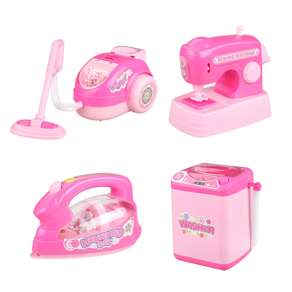 4PCS No Box Розовый мини-стиральная машина игрушечный макияж бытовая техника дети ролевые игры очиститель развивающие игрушки набор для детей игрушки для девочек - Цвет: 4PCS No Box