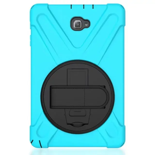 skyblue Силиконовый+ поликарбонатный чехол для Samsung Galaxy Tab A A6 10,1 SM-T580 T580N T580 T585 T585C Анти-пыль безопасный Гибридный планшеты в виде ракушки+ ручка - Цвет: skyblue