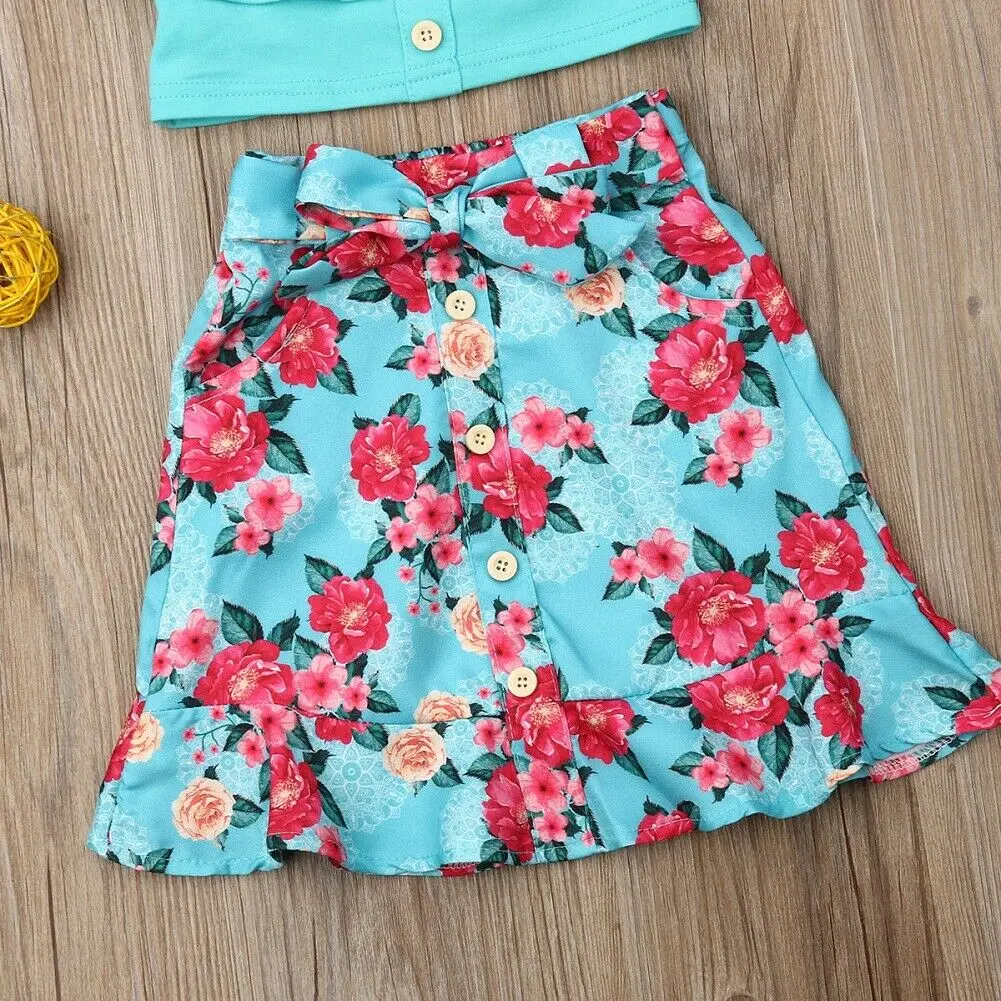 Верхняя одежда для маленьких девочек укороченный Жилет Длинная юбка с цветочным