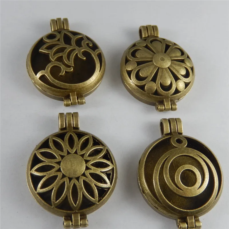 4pcs Antique Bronze Unisex Pendant Necklace Fragrance Essential Oil Diffuser Women Lover Gift 4 Styles Jewelry Accessary|pendant necklace|essential