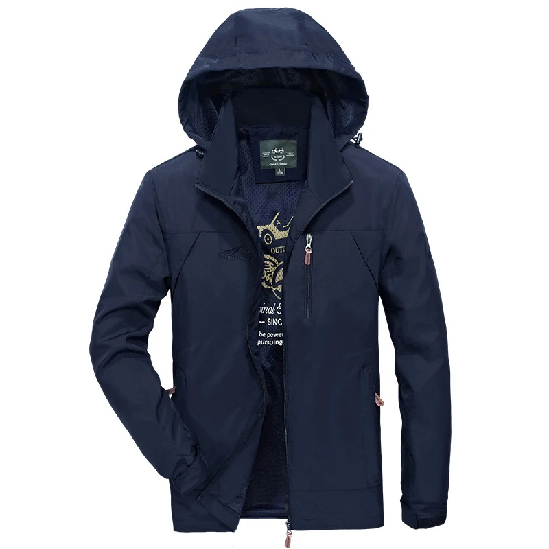 

Brand Jacket Men Military Casual Windbreaker Hooded Collar Veste Homme Mens Bomber Jackets Mesh Lining Coat Men Plus M-4XL