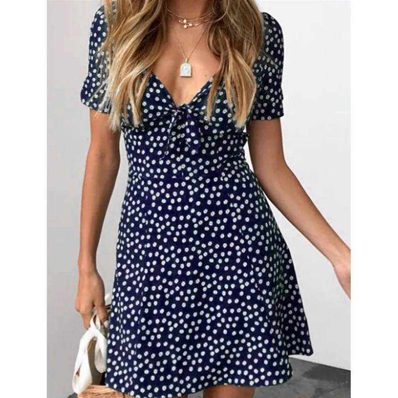 Женское платье в стиле бохо Повседневное с коротким рукавом и цветочным принтом