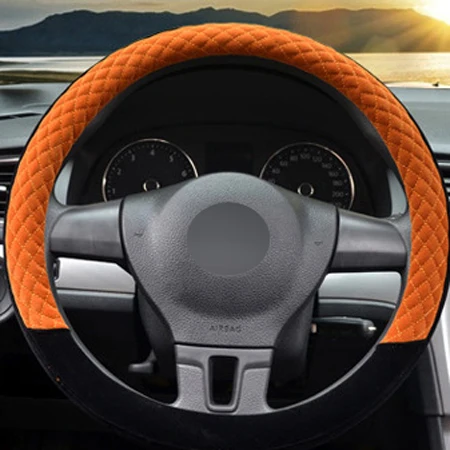 Orange Зимний чехол рулевого колеса автомобиля плюшевый теплый мягкий 6 цветов автомобильный Стайлинг для 38 см Оплетка на руль авто протектор - Название цвета: Orange