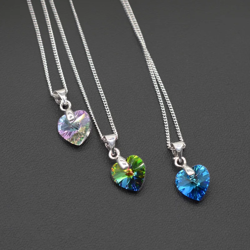 BAFFIN мини-ожерелье в форме сердца, подвеска с кристаллами Swarovski для женщин и девочек, подарок, серебряная цепочка, Детские ювелирные украшения