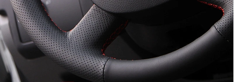GNUPME черный искусственный кожаный чехол рулевого колеса автомобиля для Ford Focus 2 2005- Специальные Ручные сшитые рулевые чехлы