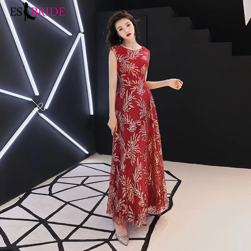 Fashion Prom Dresses Red Formal Evening Dress Gold Printing Party for Women Elegant 2019 Vestidos ES1561 | Свадьбы и торжества