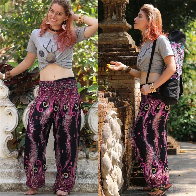 Женские шаровары Boho платье свободный крой цветные леггинсы летний пляжный