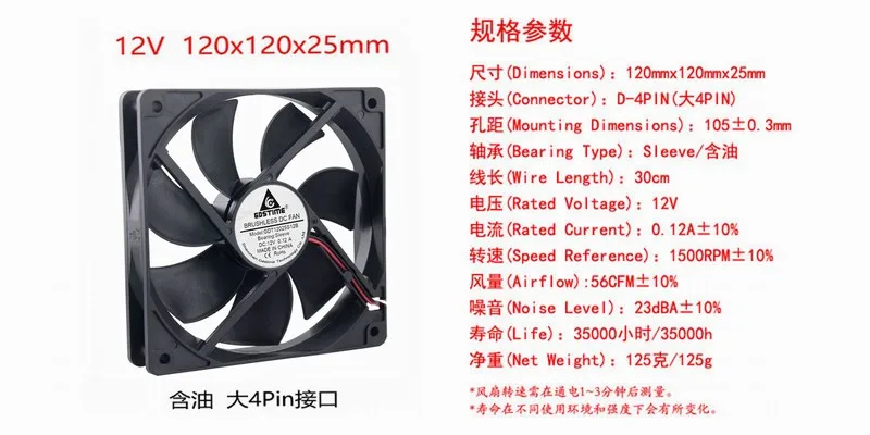 DC 12V 12CM 12cm 120x120x25MM chassis power brushless cooling fan | Компьютеры и офис
