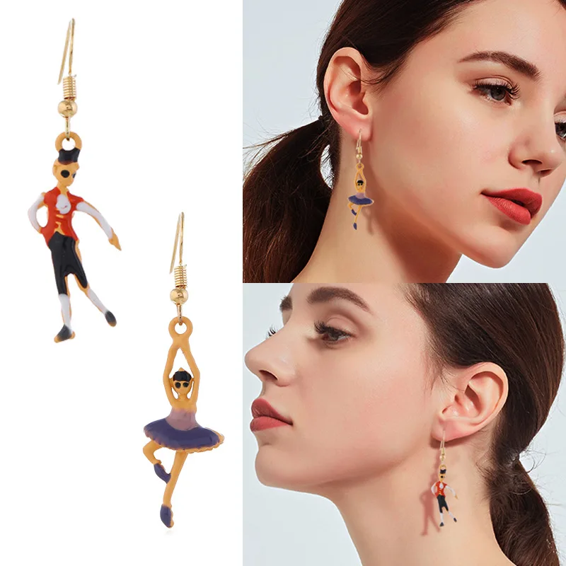 Женские серьги подвеска Лебединое озеро с эмалью|Серьги-подвески| |