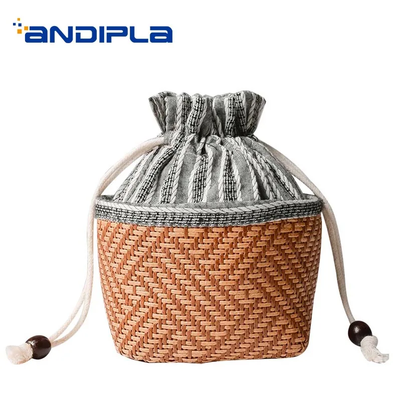 Винтажная сумка для хранения тканая веревка из хлопка и льна аксессуары чайника
