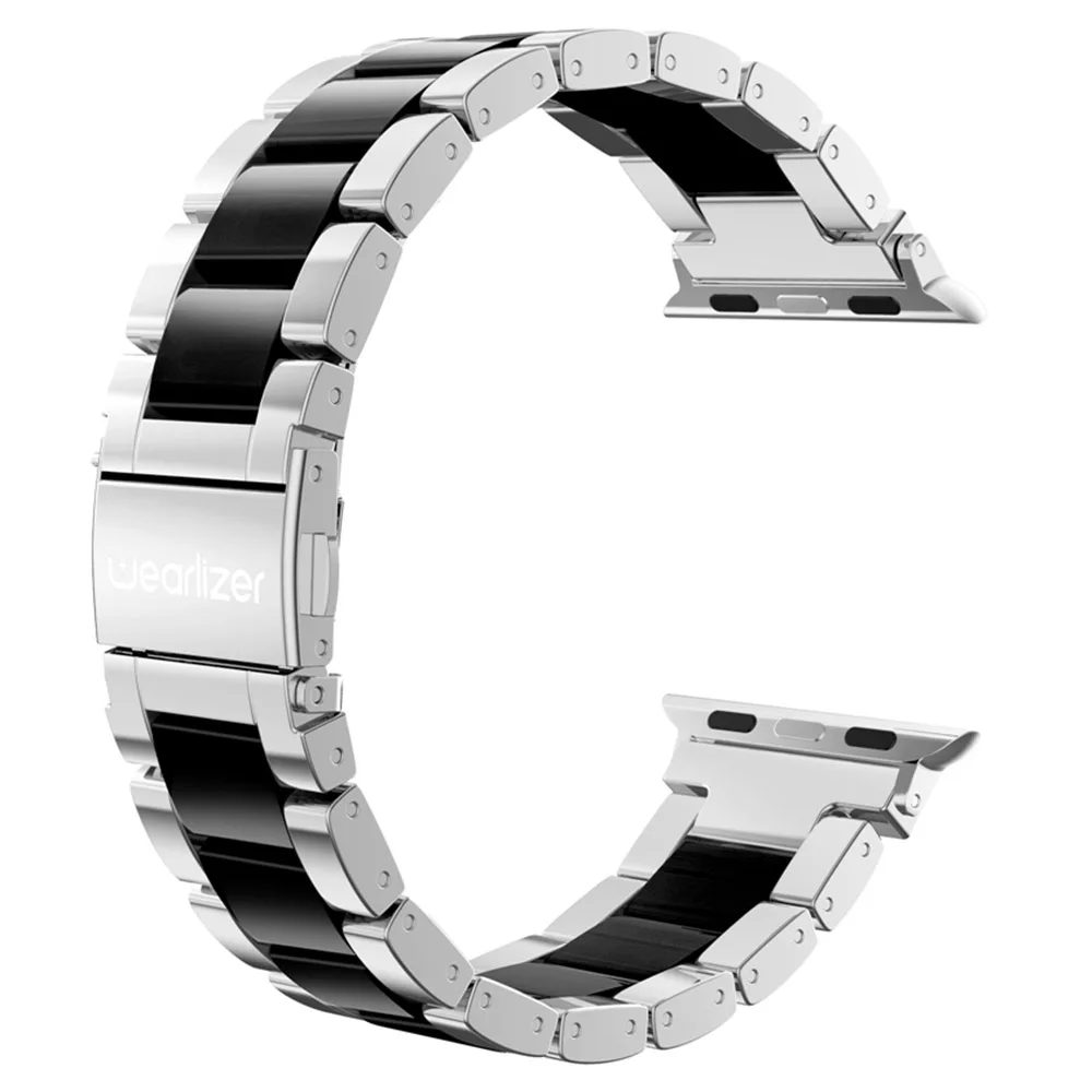 SilverBK Ремешок Wearlizer для Apple Watch 38 мм 40 мм 42 мм 44 мм iWatch металлический сменный ремешок из нержавеющей стали для Apple Watch Series 5 4 3 2 1 - Цвет ремешка: SilverBK