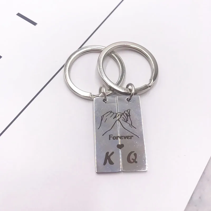 Персонализированные сердце брелок набор выгравированы Король Королева навсегда брелок любовь подарок для пары подруги бойфренды брелки