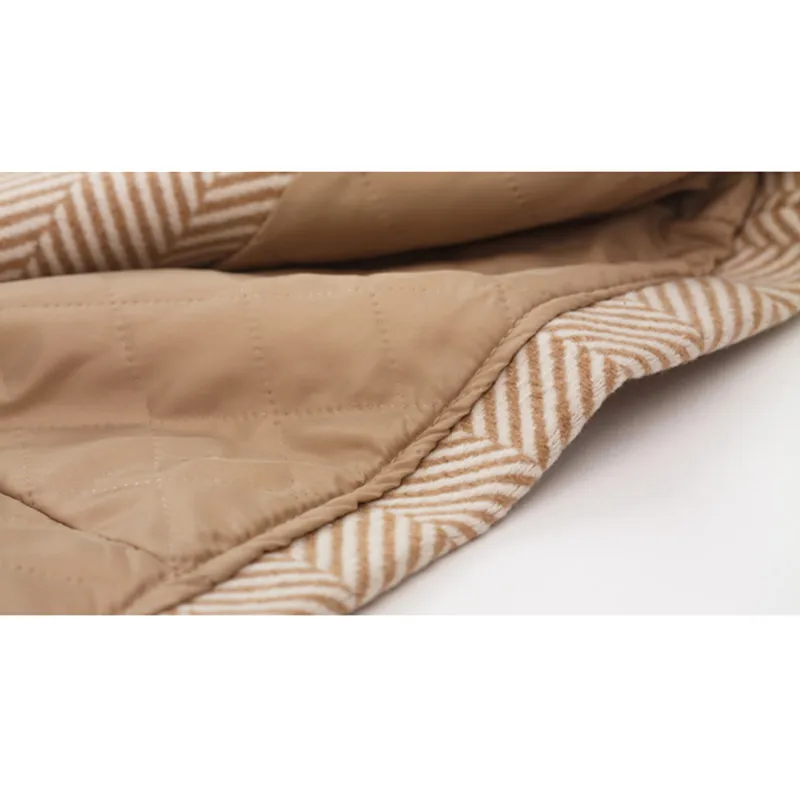 

Winter Co'a't Blended Woolen Stripe Large Lapel Casual Outerwear Women's Double-breasted Long Sleeve Female Jacket IOQRCJV F26