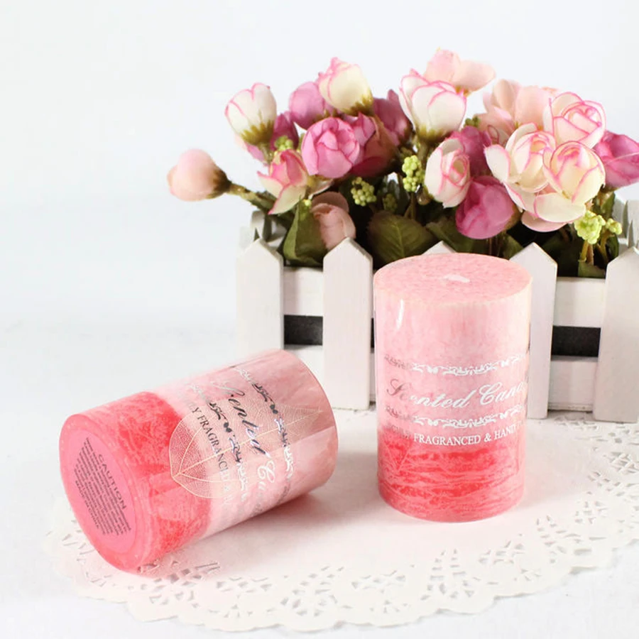 Романтичные ароматические свечи 2psc свеча светильник блестящий для свадьбы без