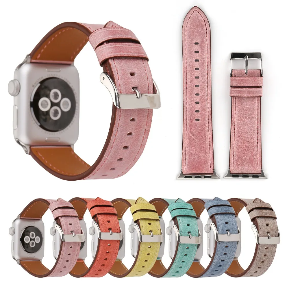 Ремешок из натуральной кожи для Apple Watch 40 мм 44 ремешок 38 42 серия 1 2 3 4 5 браслет