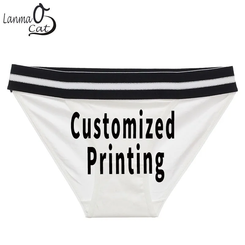 2Pcs/ Lots Panties For Women Bikini Underwear Custom Printing Intimates Cotton Briefs Lady Girls Free Shipping | Женская одежда