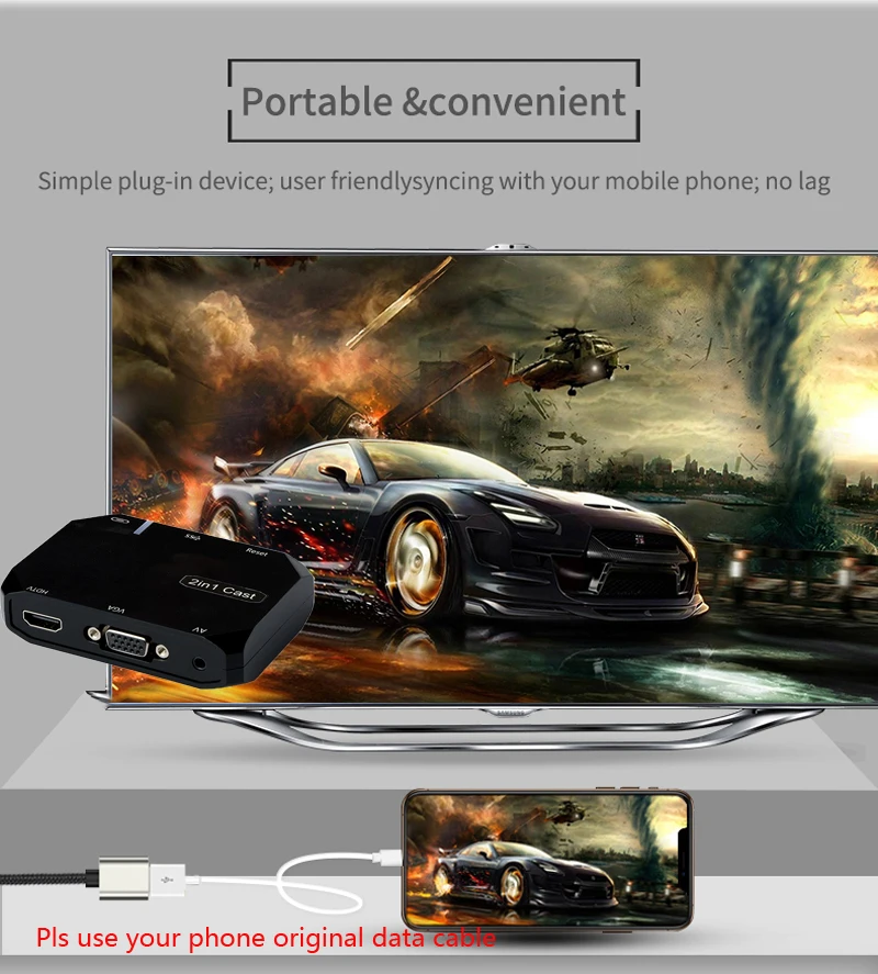 Беспроводной Wifi USB кабель для передачи данных 2в1 VGA HDMI адаптер Дисплей Airplay телефон к телевизору HD tv для iPhone XR Xiaomi huawei P30 iOS Android