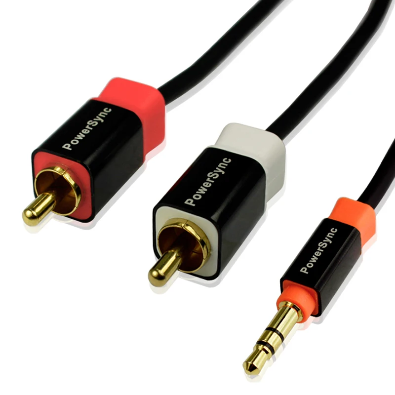PowerSync HiFi 3.5 мм разъем RCA аудио Кабели мужчинами 2RCA 1.5 м кабель AUX для дома театр DVD