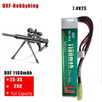 dxf 7 4v 1100mah 25c 2s airsoft gun battery akku mini airsoft gun battery rc model tamiya connector