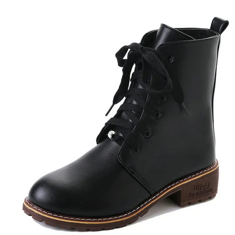 Size35 40 2018 новые женские сапоги до середины икры осень на шнуровке Винтажная обувь