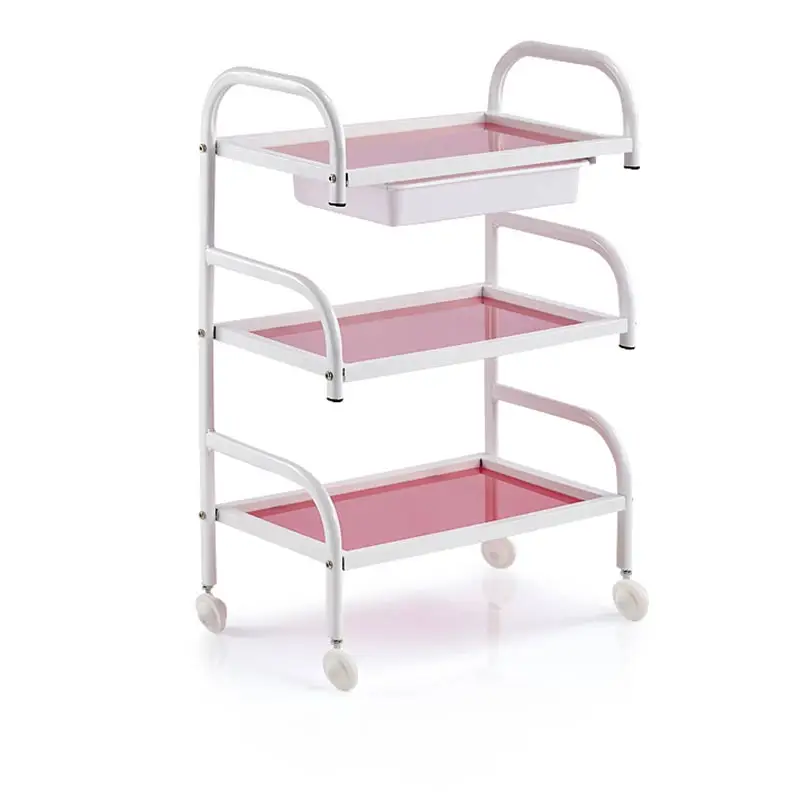 

Beauty Car Trolley Three-tiered with Drawer Hair Salon Beauty Salon Stroller Barber Shop Tool Cart