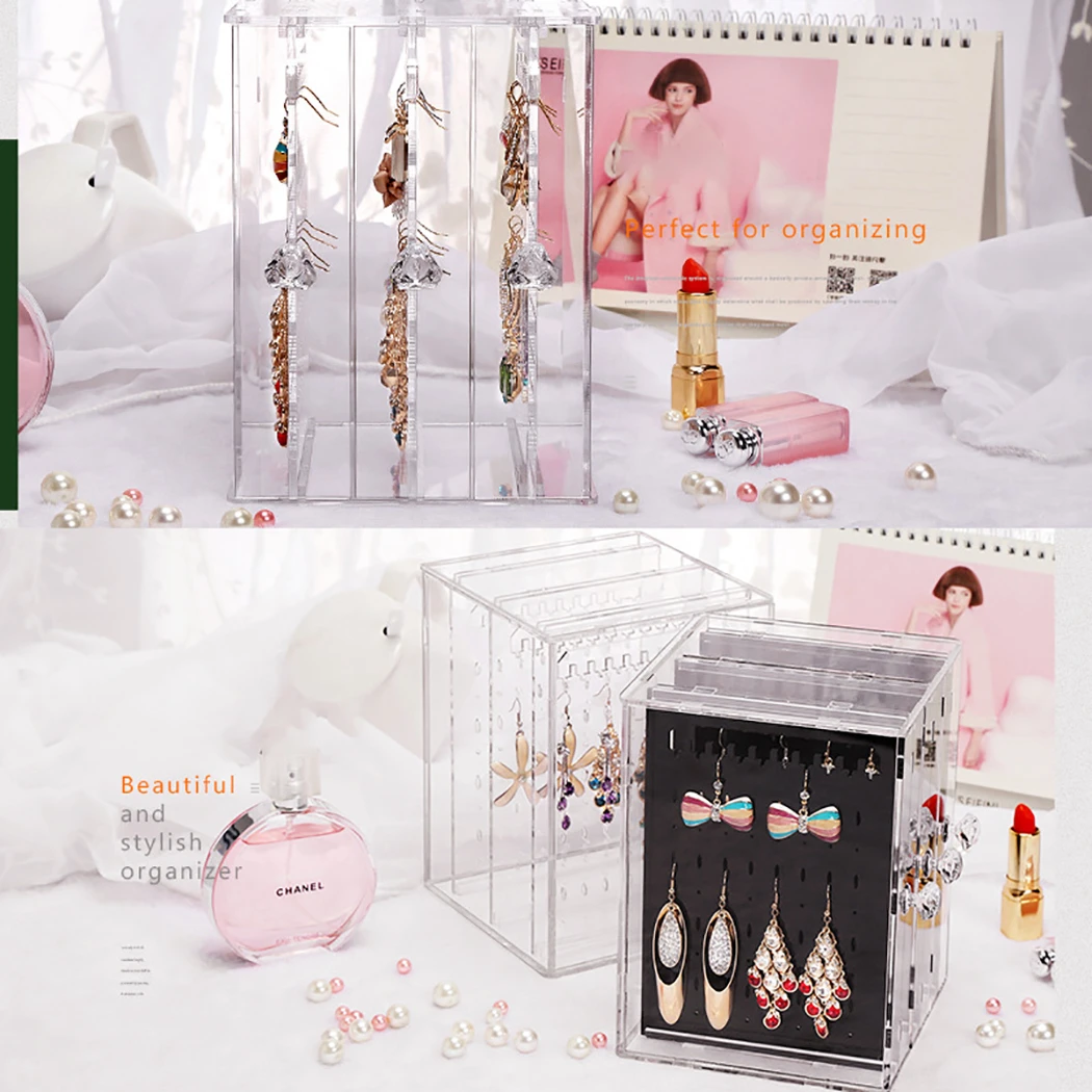 New Fashion Acrylic Jewelry Display Holds Up Earrings Ear Stud Holder Transparent Organizer Earring Showcase Stand Box | Украшения и