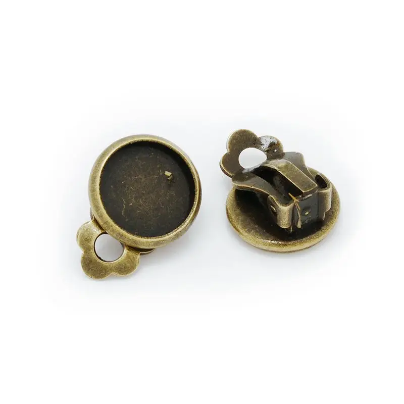 

50pcs/lot Vintage Bronze French Lever Back Earring Base Blank 10mm Pad Clip Earring Findings-10017108
