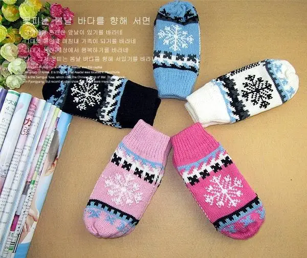 

Free shipping Cute Hot Ladies Girls Mitten Knitting Wool Fur Halter Wrist Winter Warm Full finger Gloves