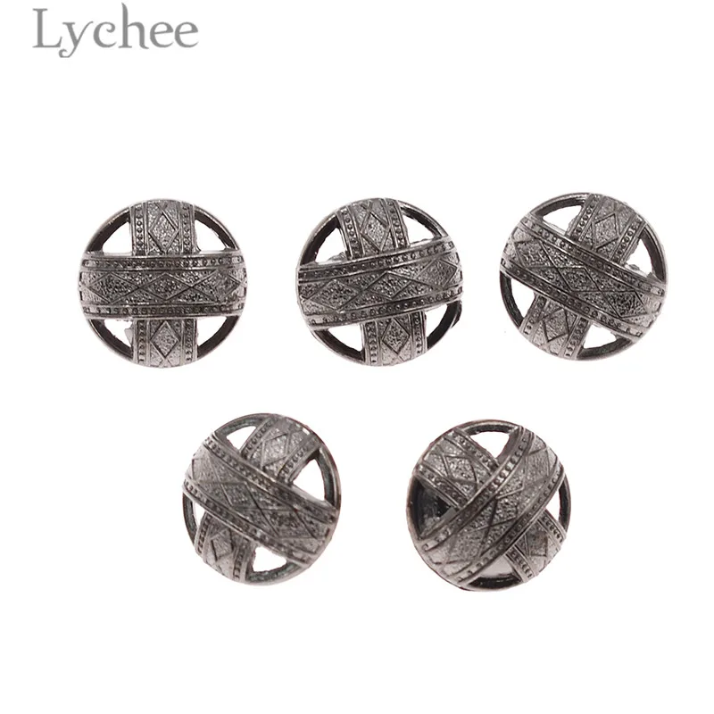 Lychee 5 шт. 15 мм/18 мм декоративные металлические пуговицы золотого цвета полые круглые кнопки DIY Швейные принадлежности аксессуары для одежды