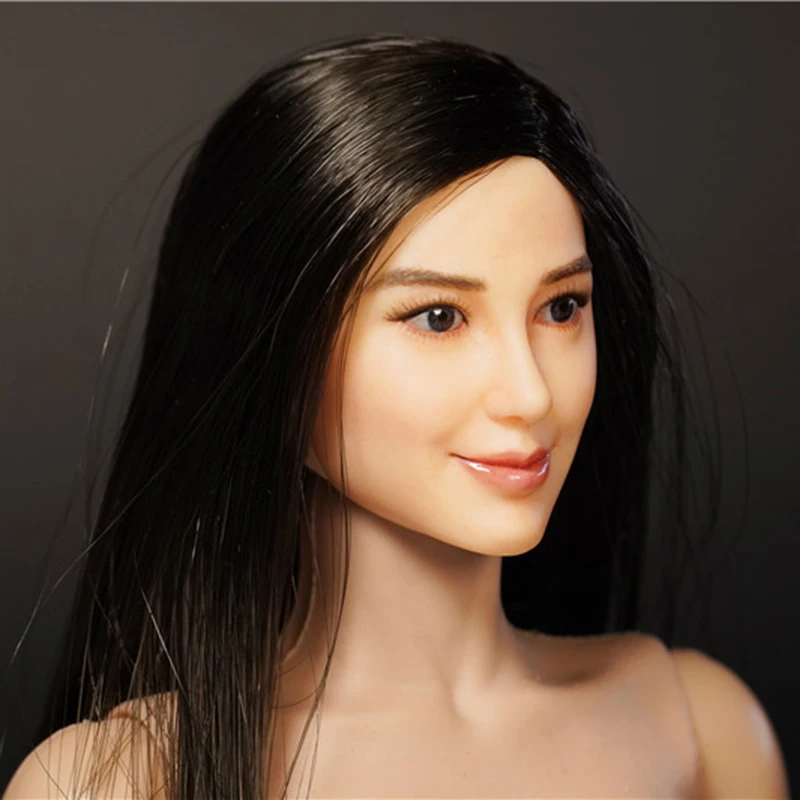 Масштаб 1/6 женская голова Лепка азиатская красота Angelababy lack прямые/коричневые