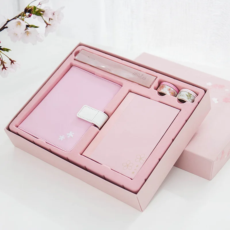 Чехол из ПУ кожи Meet Sakura ежедневный подарочный набор для блокнота с ручкой лентами