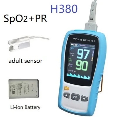H380 adult Li-ion B 2," TFT 1 датчик для новорожденных детей и взрослых ручной пульсоксиметр SPO2 PR медицинский монитор сердечного ритма совместимый с Nellcor DS100A датчик - Цвет: H380 adult Li-ion B