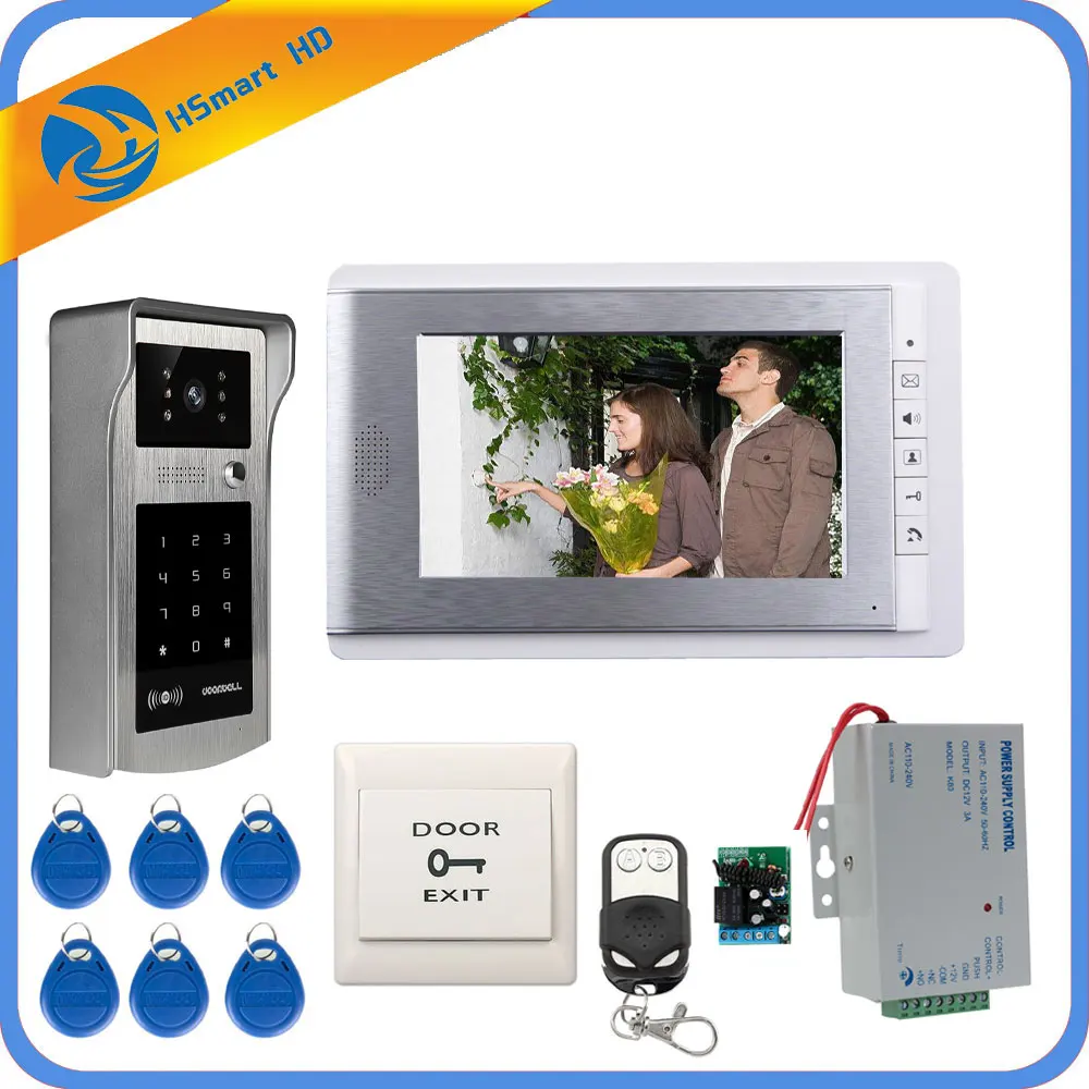 1Camera V 1LCD Проводной 7 дюймов монитор видео-дверной звонок видео домофон Системы+ ИК RFID код клавиатуры Камера+ пульт дистанционного управления с бесплатной доставкой - Цвет: 1Camera V 1LCD
