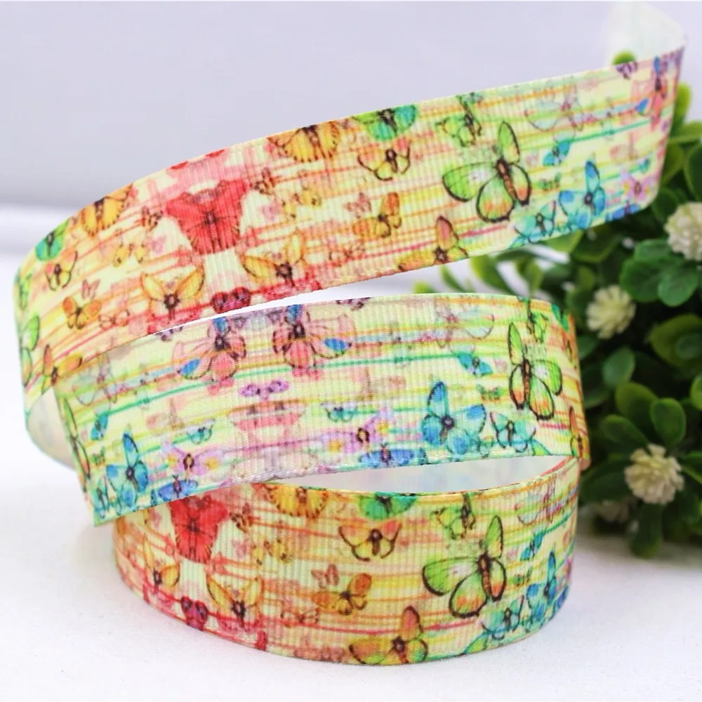 Лента бабочка корсажная с принтом 1572997 22 мм 5 ярдов/партия|butterfly ribbon|gift wrapribbon ribbon |