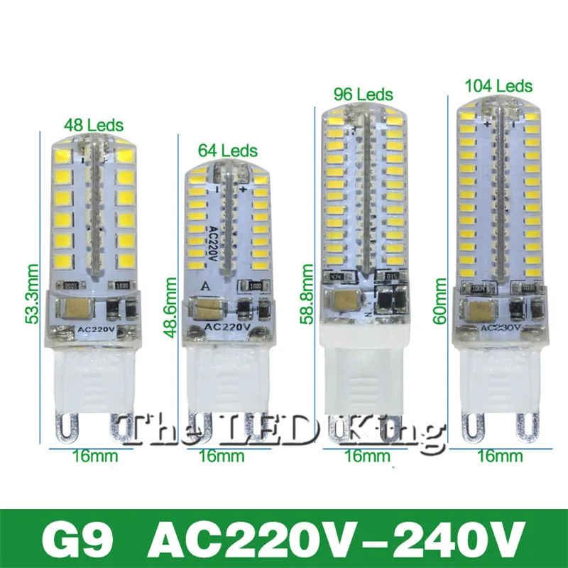 10 шт./лот G9 светодиодный 220 V, 7 Вт, 9 Вт, 12 Вт, 15 Вт Светодиодная лампа-кукуруза 360 градусов Лампа g9 Лампы высокой качественная люстра свет заменить галогенные лампы
