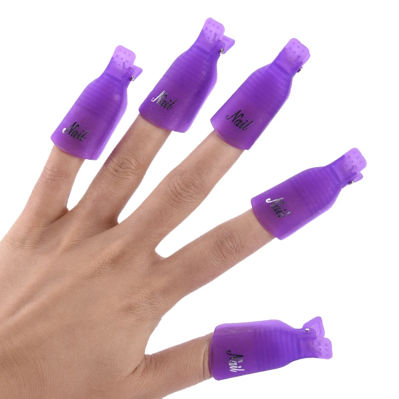 Fulljion 10 шт = 2 набора красочные пластиковые Nail Art Soak Off cap Клип УФ инструмент для снятия гель-лака с ногтей обертывание для ногтей косметические инструменты