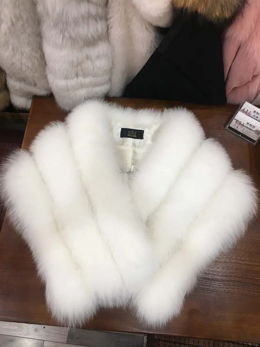 white Оригинальные женские накидки элегантные модные теплые меховые накидки из натурального Лисьего меха теплая зимняя теплая свадебная одежда пашмины Шарфы Шали - Цвет: white