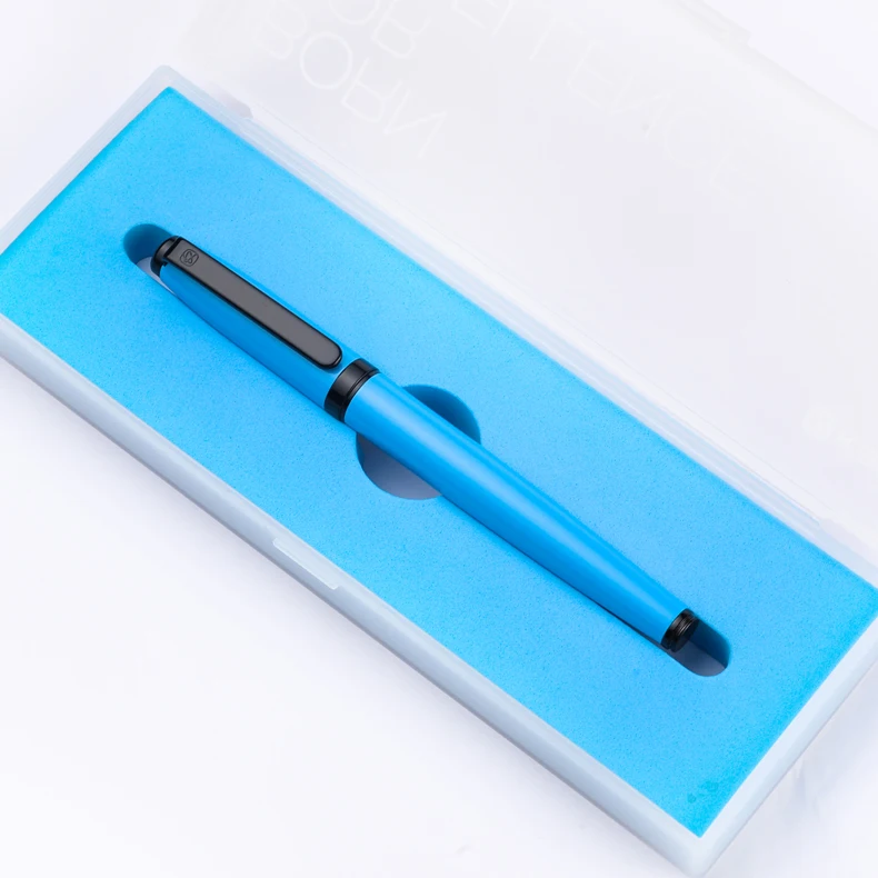 Blue with case Jinghao KACO COBBLE серии модные простые перьевая ручка Роскошные Металлические чернила ручка ручки для письма офисные школьные канцелярские принадлежности - Цвет: Blue with case