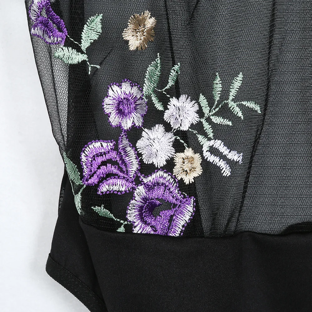 ArtSu Boho Летний Пляжный комбинезон, сексуальный белый сетчатый комбинезон, комбинезон с v-образным вырезом и цветочной вышивкой, кружевные боди