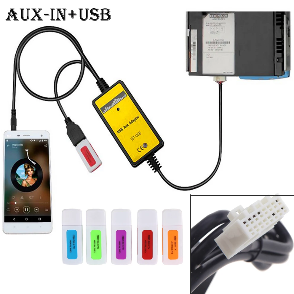 Автомобильный USB Aux in адаптер mp3 плеер радио интерфейс для Mazda 323/3/5/CX7/MX5/MPV/Miata 2*6pin