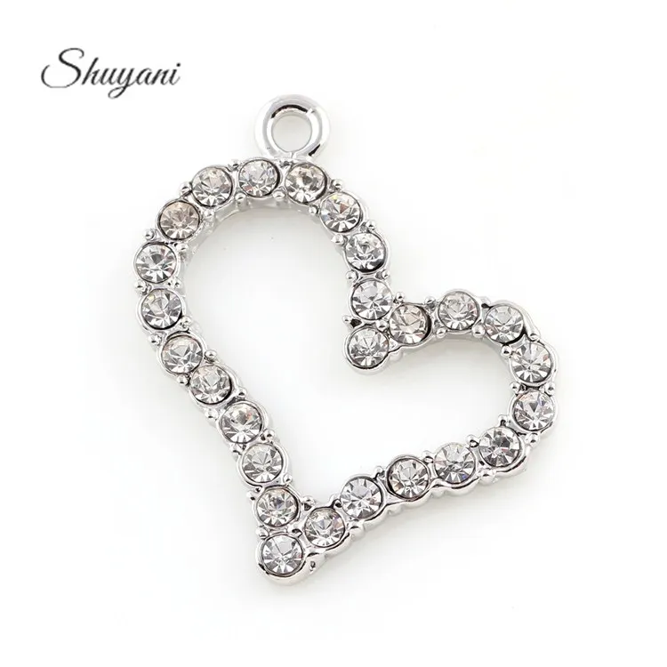Подвеска в форме сердца из металла с кристаллами 20 шт. | Украшения и аксессуары