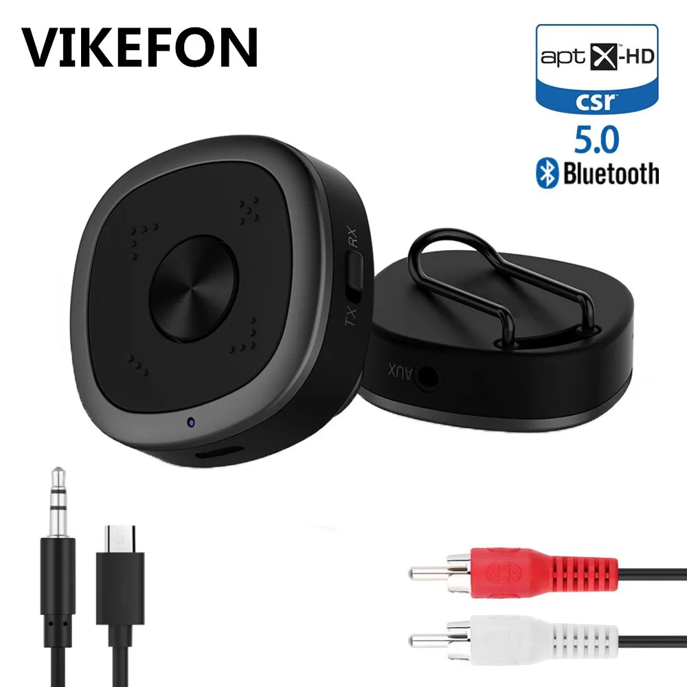 VIKEFON Bluetooth 5,0 приемник передатчик 3,5 мм разъем AUX аудио CSR8675 APTX LL HD громкой связи вызова беспроводной адаптер с зажимом микрофон