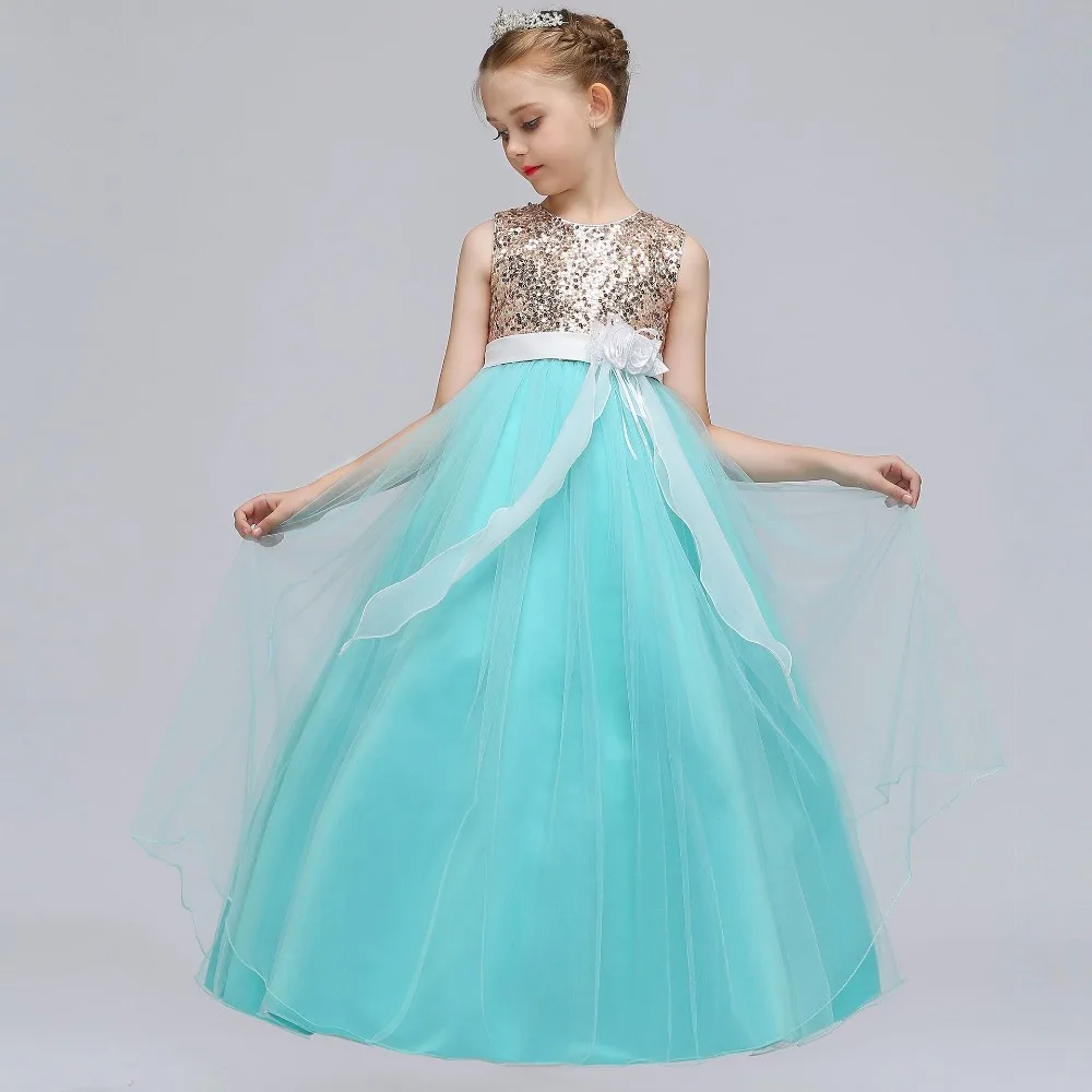 Платья принцессы с цветочным рисунком для девочек от 4 до 14 лет свадебной