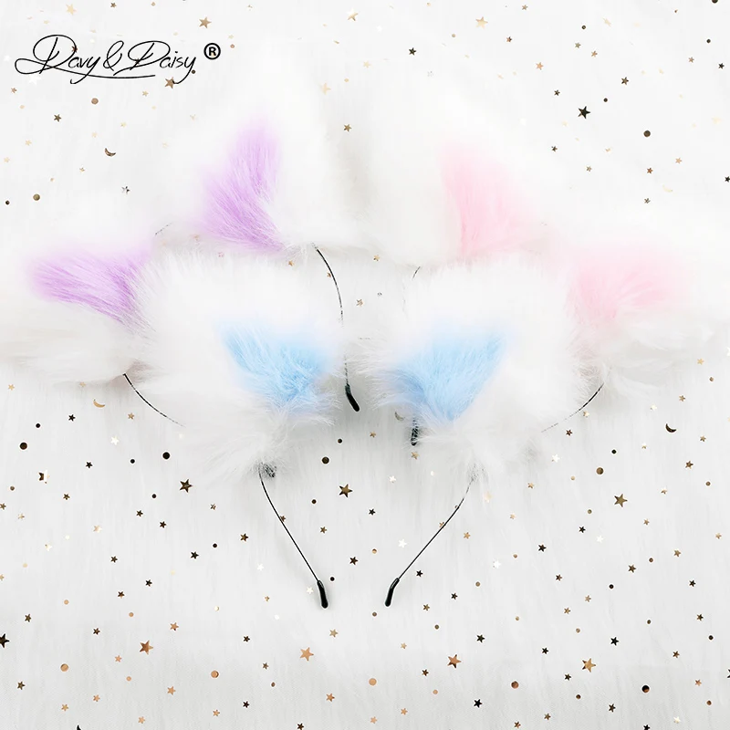 DAVYDAISY Sweetie лисьи кошачьи уши из искусственного меха Сексуальная повязка на голову