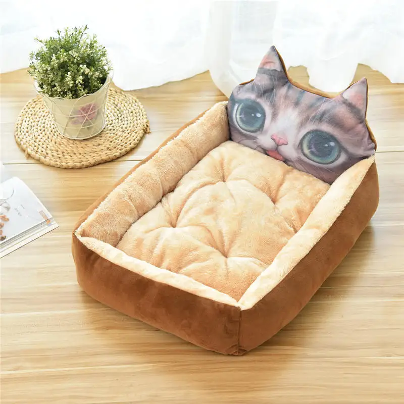 Brown Cat Кровати для больших собак, милые коврики для домашних животных, мультяшный диван для домашних животных, питомники для кошек, теплая кровать для дома, хлопковый коврик для собак, одеяло для чихуахуа - Цвет: Brown Cat