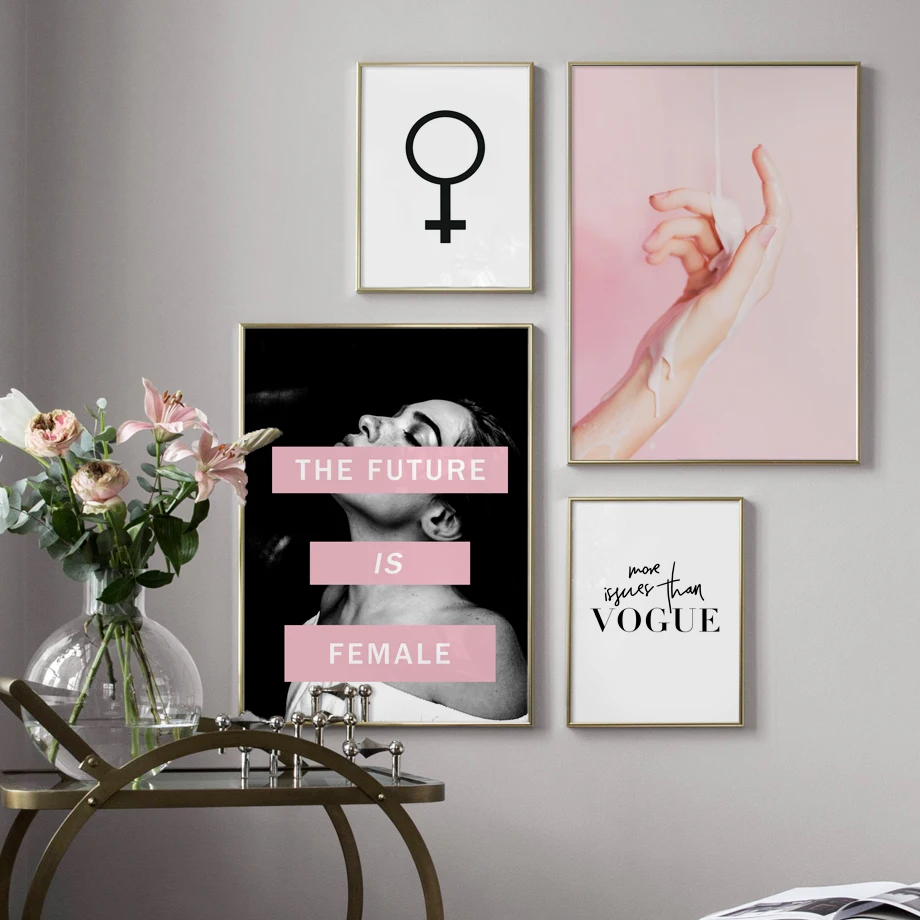 Gohipang Vogue Girl Hand Feminism планеты символы настенное искусство холст живопись